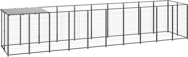 vidaXL Hundezwinger aus pulverbeschichtetem Stahl in Schwarz mit 6,05 m² Fläche (B: 110 cm, T: 110 cm, H: 110 cm)
