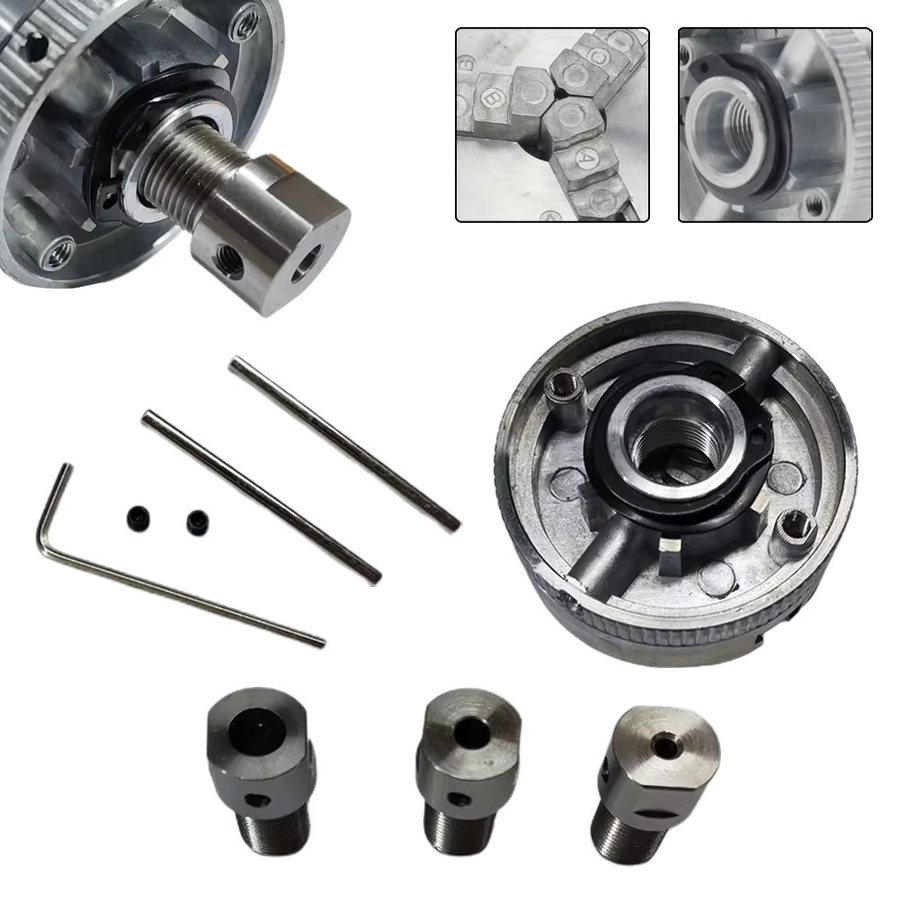 VIBRATITE Manuelles Drehfutter-Set aus Kohlenstoffstahl mit 3 Backen, selbstzentrierend, Farbe: Silber - Bild 2