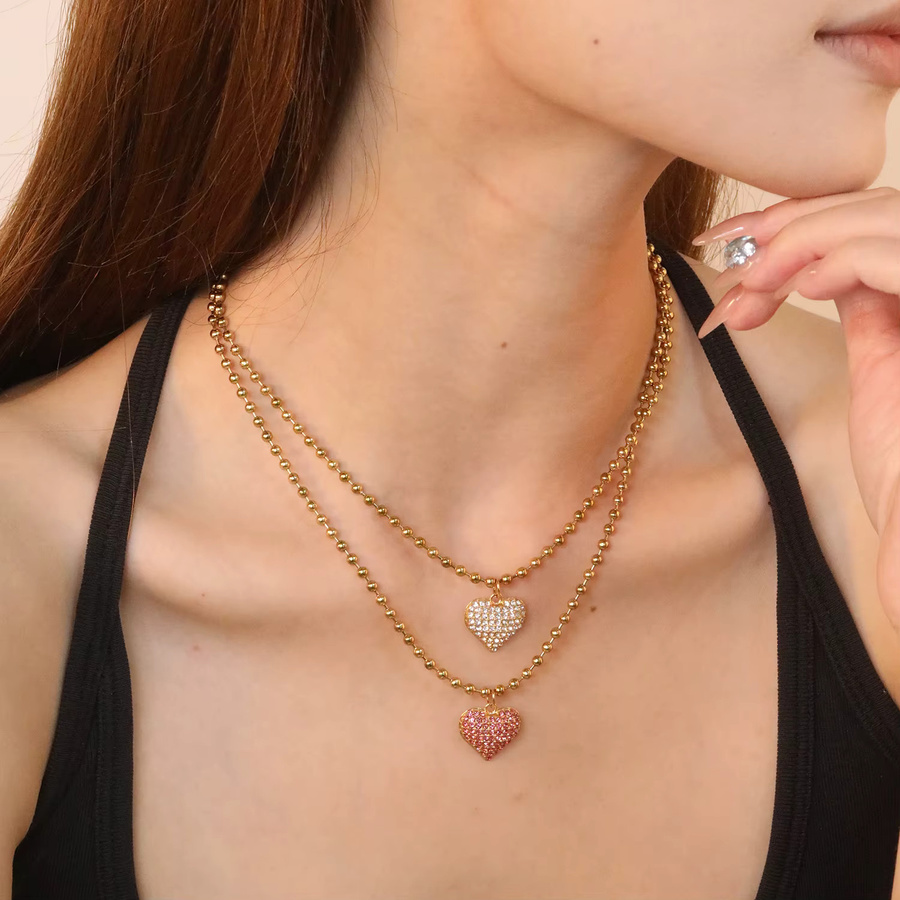 LUXUSTEEL Halskette, Edelstahl, Gold, Perle, Zirkonia, Kinder - Bild 2