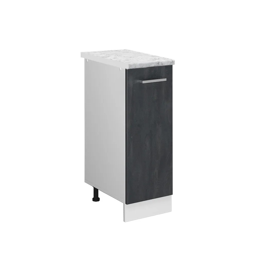 Vicco Apothekerunterschrank R-Line in Schwarz Beton mit weißer Marmor-Arbeitsplatte - Bild 2