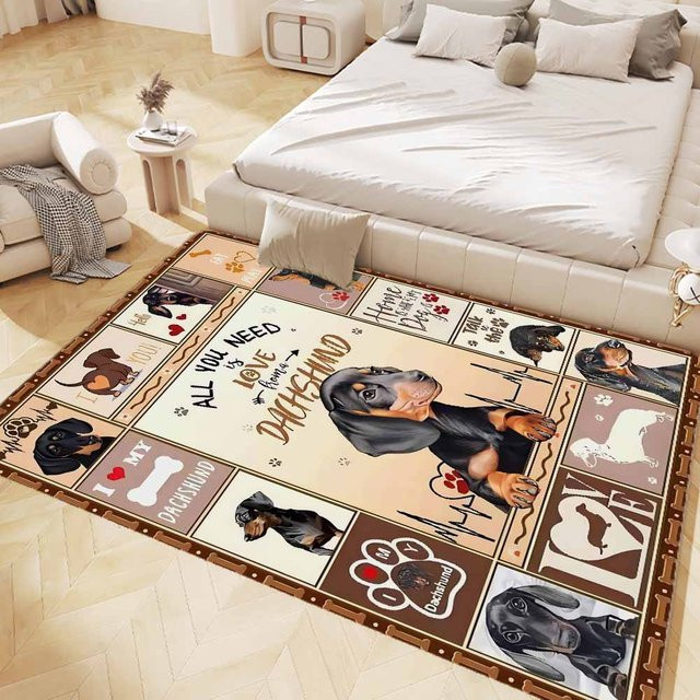 BC-Warm Home Teppich mit Dackel-Hundemuster in Multicolour, rutschfeste Bodenmatte für Wohnzimmer, Schlafzimmer, Badezimmer oder Küche, B/T: 80 x 120 cm - Bild 1