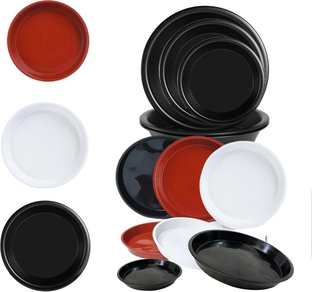 MUCIAKIE Pflanzensattel aus Kunststoff für Blumentöpfe, Set mit 3-5 Stück, Farben: Braun, Weiß, Schwarz, Durchmesser: 14-30 cm, Tropfpflanzenablage für Indoor und Outdoor - Bild 1