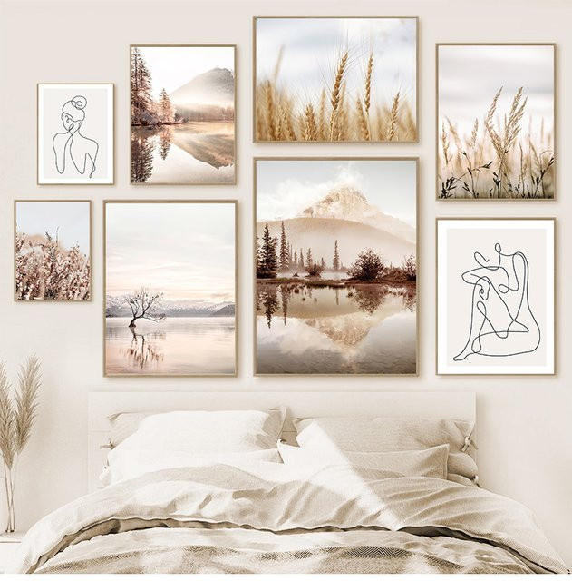 Potdemiel Landschaft Poster Moderne Natur Leinwandmalerei Mehrfarbig - Bild 1