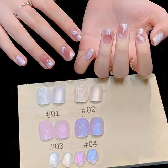 MIANEL Gel Nagellack, Weiß-Blau, Schimmernd, 12 ml - Bild 1