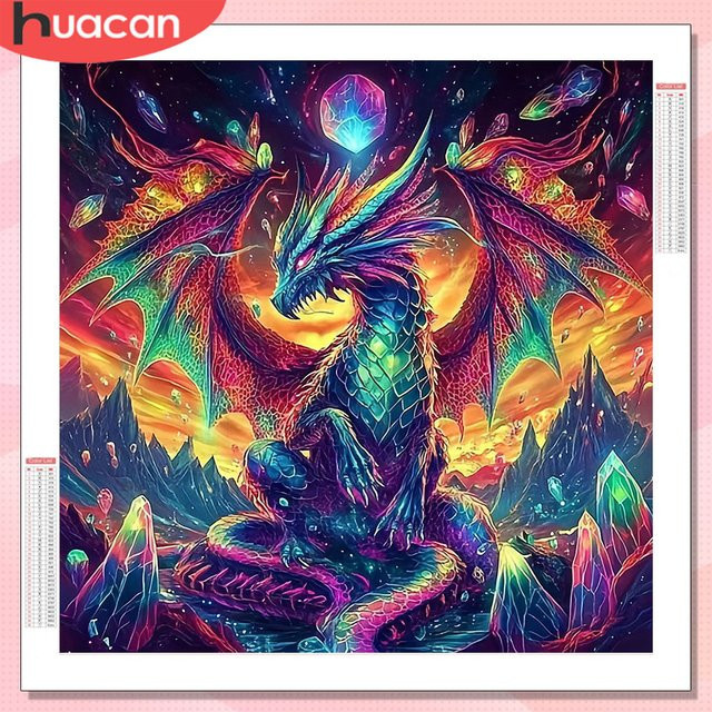 HUACAN Drachen-Fantasie, Diamant-Mosaik, Tiere, ab 14 Jahren - Bild 1