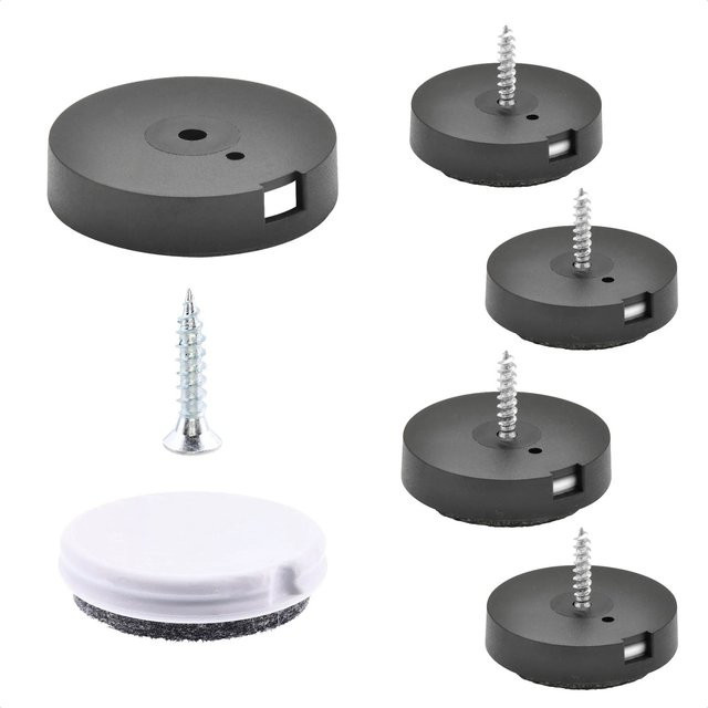 Wagner QuickClick 2in1 Duo Filz- und Plastikgleiter, 12-teilig, Durchmesser: 30 mm, Schwarz/Grau - Bild 1