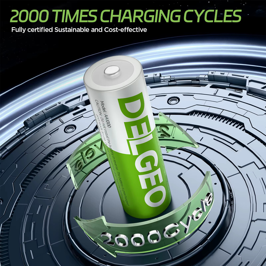 Delgeo AA Lithium-Akku 1,5V mit Ladeetui, 3600 mWh große Kapazität für Kamera, Gamepad und Spielzeug - Bild 4
