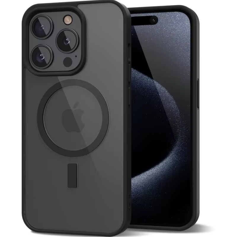 Transparente magnetische Schutzhülle für iPhone 11 bis iPhone 17 Pro Max in Schwarz mit Unterstützung für kabelloses Laden - Bild 4