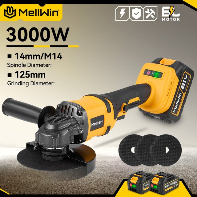 MELLWIN Bürstenloser Akku-Winkelschleifer 125 mm für Makita 18V LXT zum Schleifen, Polieren und Schneiden von Metall und Holz - Bild 1