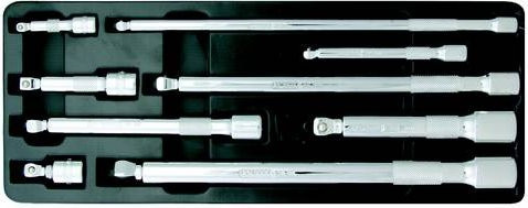KS Tools CHROMEplus Kipp-Verlängerungs-Satz 9-teilig, 1/4 Zoll, 3/8 Zoll und 1/2 Zoll, Silber - Bild 1