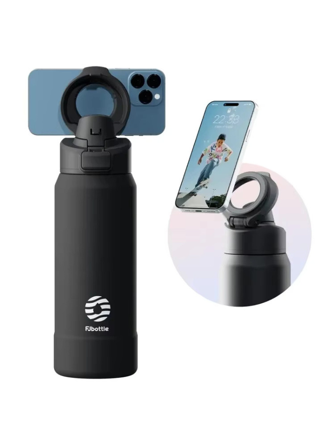 FEIJIAN Thermosflasche aus Edelstahl mit magnetischem Telefonhalter in Blau oder Schwarz - Bild 6