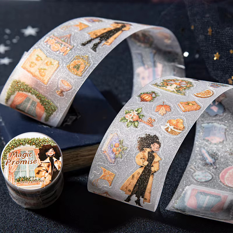 Pact-Serie Vintage-Aufkleber für Mädchen aus PET in 6 Designs, Mehrfarbig - Bild 4