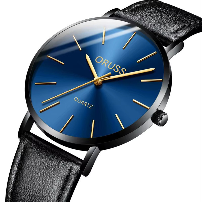 ORUSS Armbanduhr, Quarz, Leder, Schwarz, Herren - Bild 3