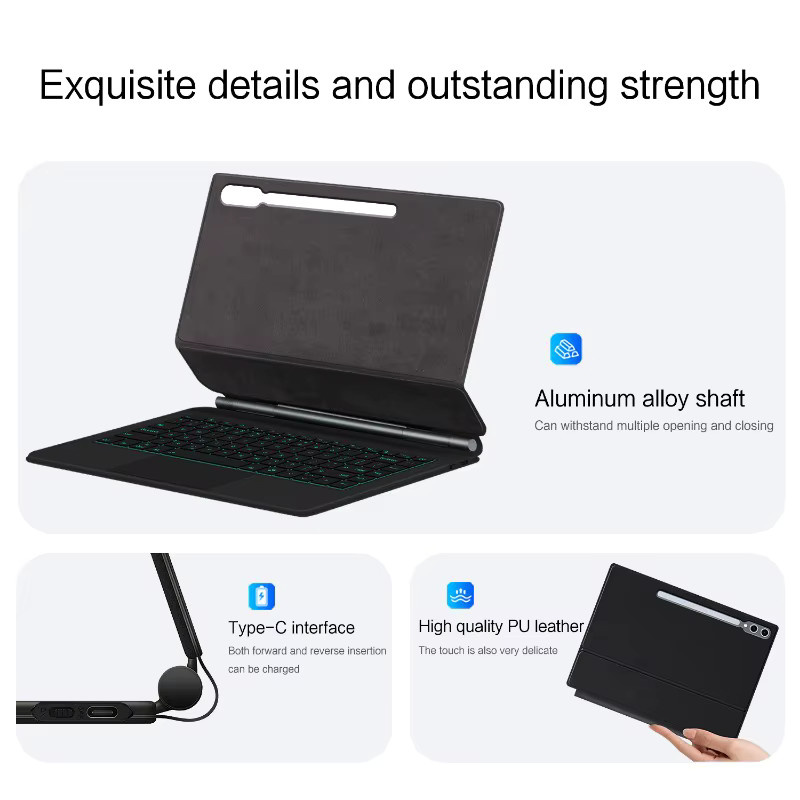 Samsung Magische Tastaturhülle mit Touchpad für Galaxy Tab S10 Ultra S9 Ultra S8 Ultra 14,6 Zoll, Magnetisches Smart Cover mit Hintergrundbeleuchtung - Bild 4