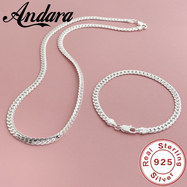 Andara Schmuck-Set 925 Silber, Halskette, Armband, Damen - Bild 1