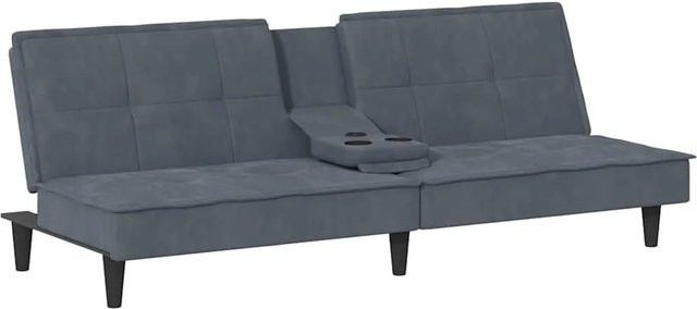 vidaXL Schlafsofa aus Samt in Dunkelgrau mit Getränkehaltern, USB-Ladefunktion und verstellbarer Kopfstütze - Bild 1