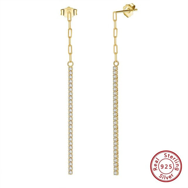 Ohrringe 925 Sterling Silber, Zirkonia, beige, Damen - Bild 1