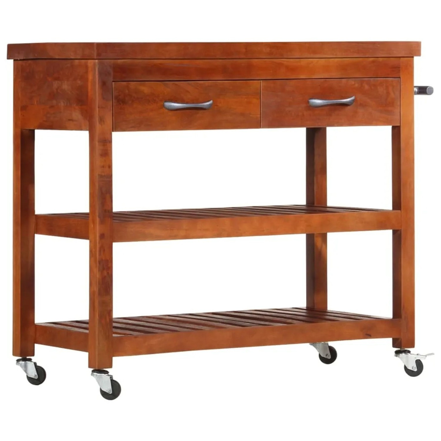 vidaXL Servierwagen aus Massivholz Akazie in Braun, B/T/H: 100 x 48 x 89 cm - Bild 2
