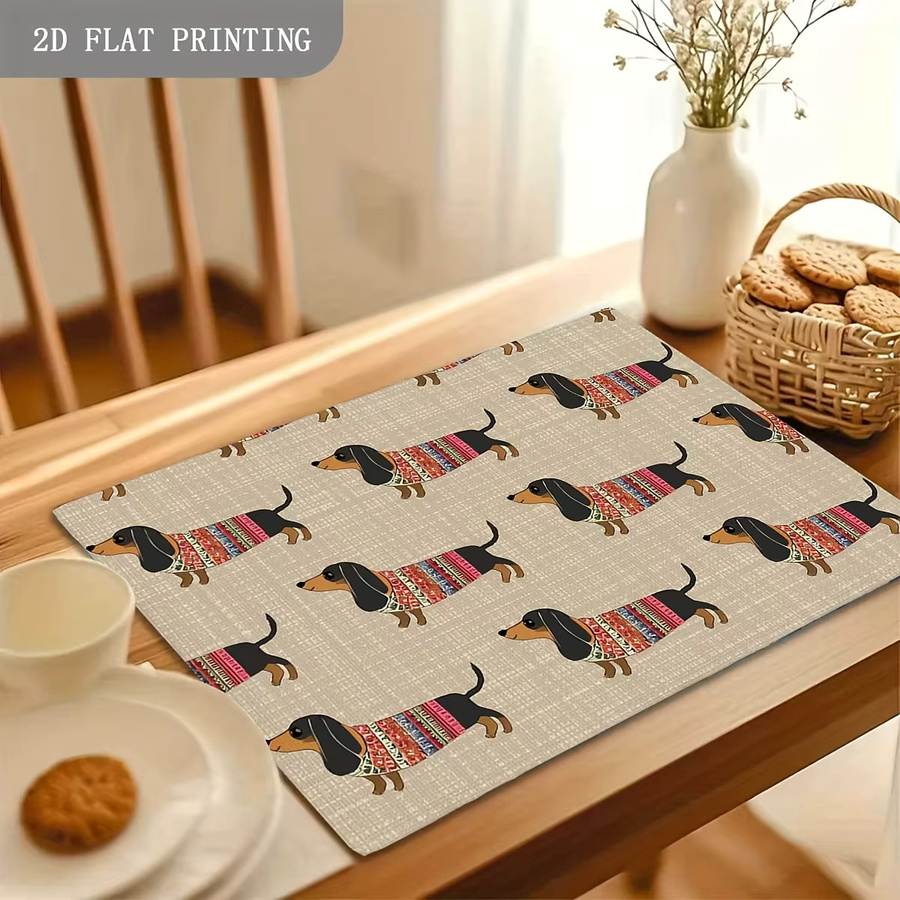 VIKAMA Tischsets mit Dackel Hund Motiv für Restaurant und Küche - Bild 3