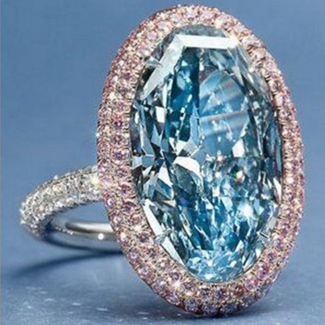 Huitan Ring, blaue und rosa Zirkonia, Silber, Damen - Bild 1