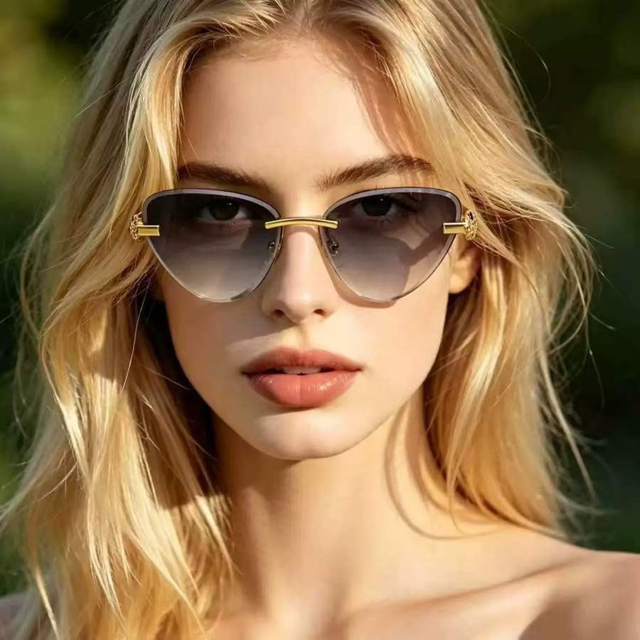 AINII Sonnenbrille Cat-Eye, randlos, Metall, Unisex - Bild 2