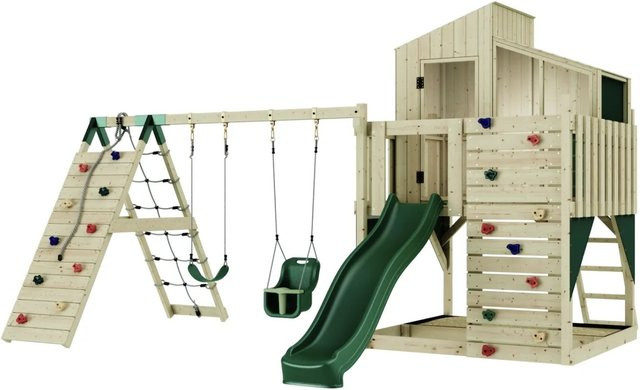 OutdoorToys Spielturm Finn mit Babyschaukel in Dunkelgrün - Bild 1