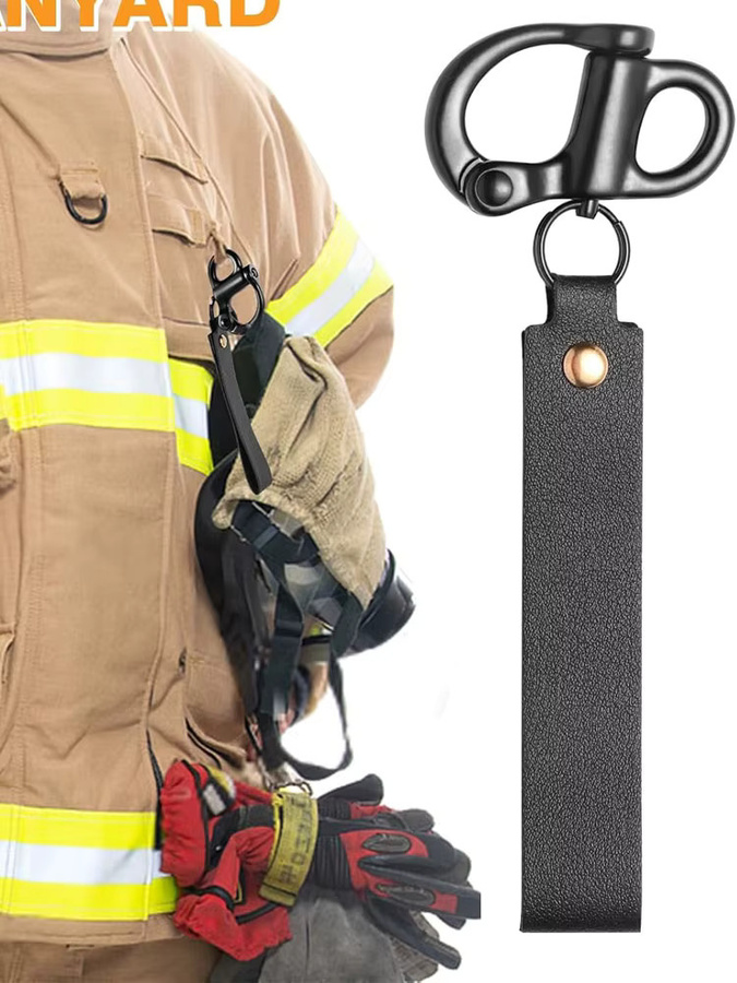 NERISXB Schnellverschluss-Clip-Schäkel aus Edelstahl 316 mit Ledergriff für SCBA-Masken und Feuerwehr-Rigging-Zubehör - Bild 6