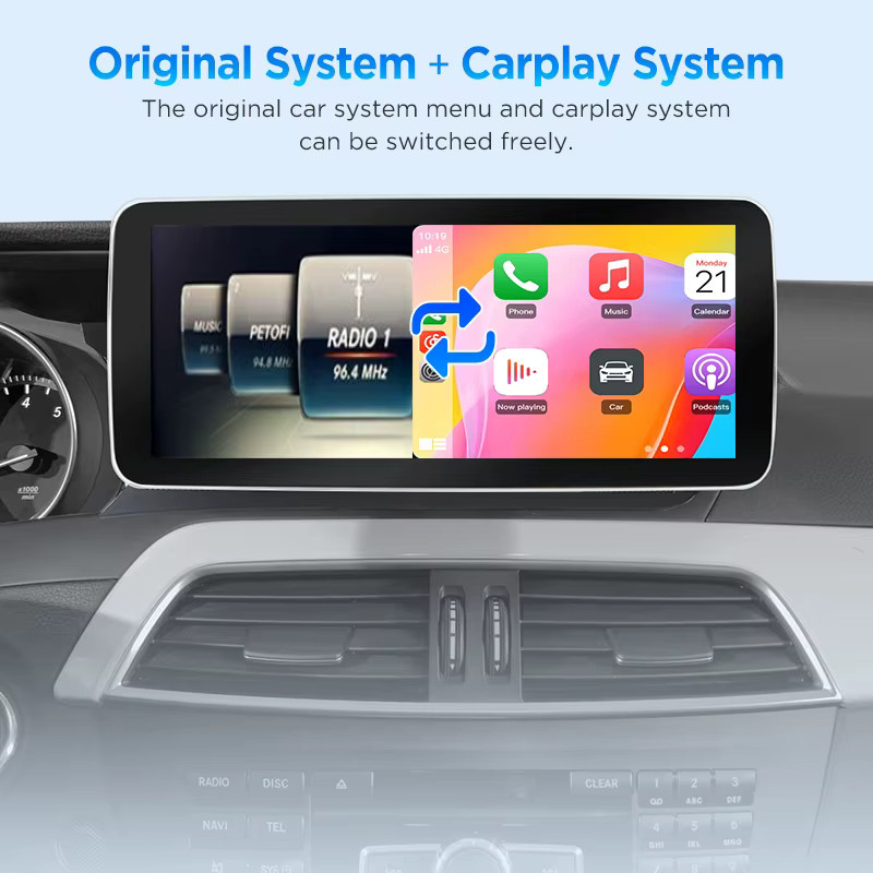 Junsun Multimedia-Player mit Linux-System für Mercedes Benz W176 C-Klasse W204 W205 GLC X253 V-Klasse W447, kabelloses Apple CarPlay und Android Auto, 12,3 Zoll Touchscreen, Schwarz - Bild 5