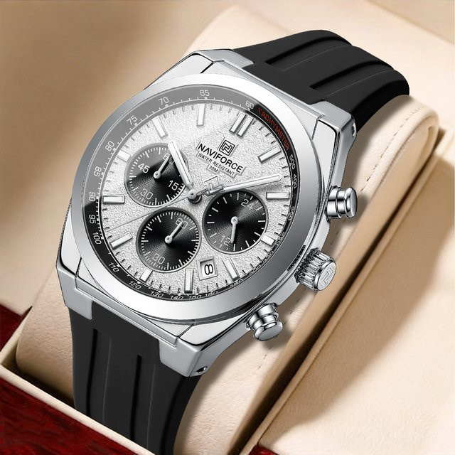 NAVIFORCE Chronograph Armbanduhr, Quarz, Edelstahl, Silber, Herren - Bild 1