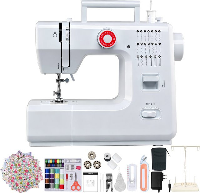LetCartMaker 618 Elektrische Nähmaschine in Weiß mit 20 Stichen und umfangreichem 42-teiligem Nähset inklusive Patchwork-Zubehör und automatischem Spulmechanismus - Bild 1