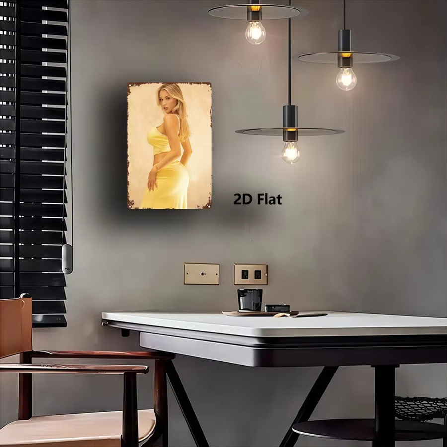 Hello Young Vintage Metallschild Dame mit gelbem Kleid als Wanddekoration, B/H: 30 x 20 cm - Bild 3
