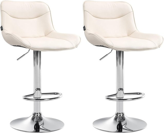 2er Set Barhocker Vonore aus Kunstleder mit Lehne, höhenverstellbar und 360 Grad drehbar mit Metallgestell und Fußstütze - Bild 1