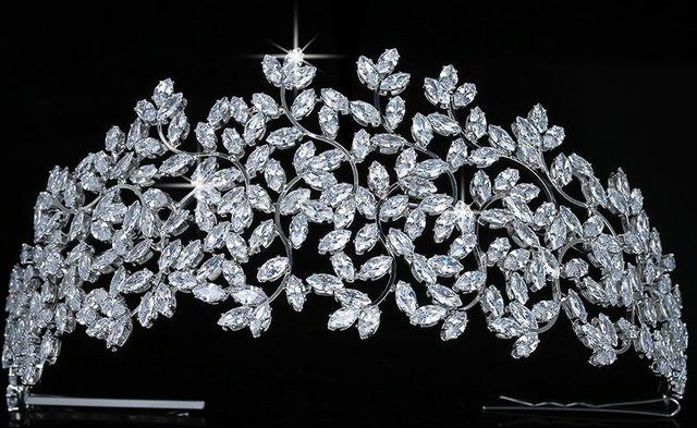 Tiara Krone, Vintage, Weiß, Zirkonia, Damen - Bild 1
