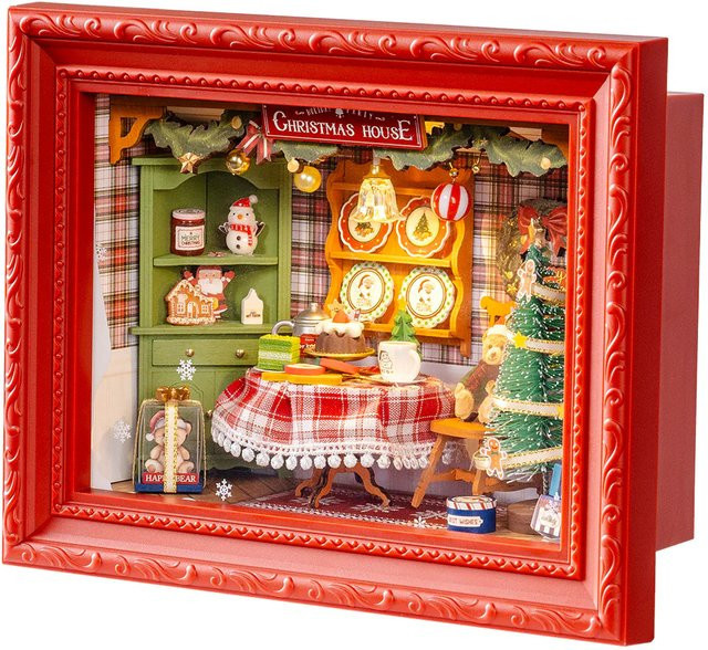 Rolife Christmas Eve Party 3D LED Diorama Holzpuzzle-Set für Erwachsene, Multicolor, Wandmontage oder Tischdekoration - Bild 1