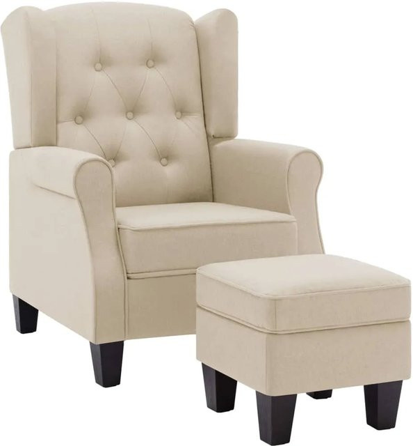 vidaXL Sessel mit Fußhocker in Beige aus Stoff mit Holzrahmen - Bild 1