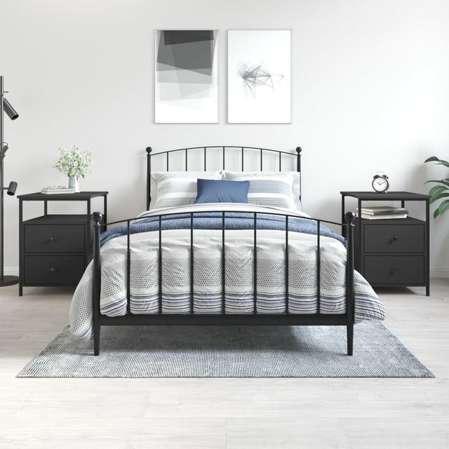 vidaXL Nachttische 2er Set im industriellen Stil, Schwarz, B/T/H: 44 x 45 x 60 cm - Bild 3