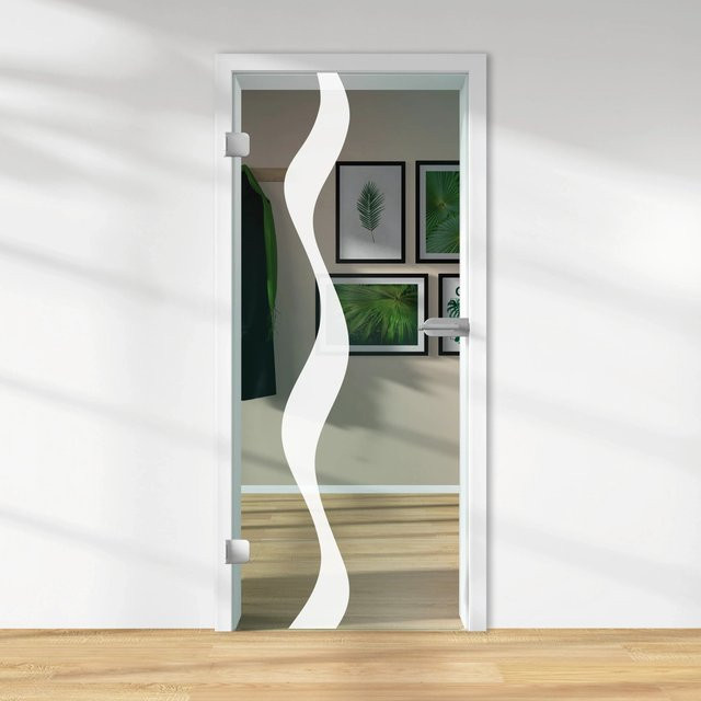 Skyscope Glasdrehtür ESG Floatglas mit Lasermattierung, DIN Links, Transparent, H x B x T: 197,2 x 83,4 x 0,8 cm - Bild 1