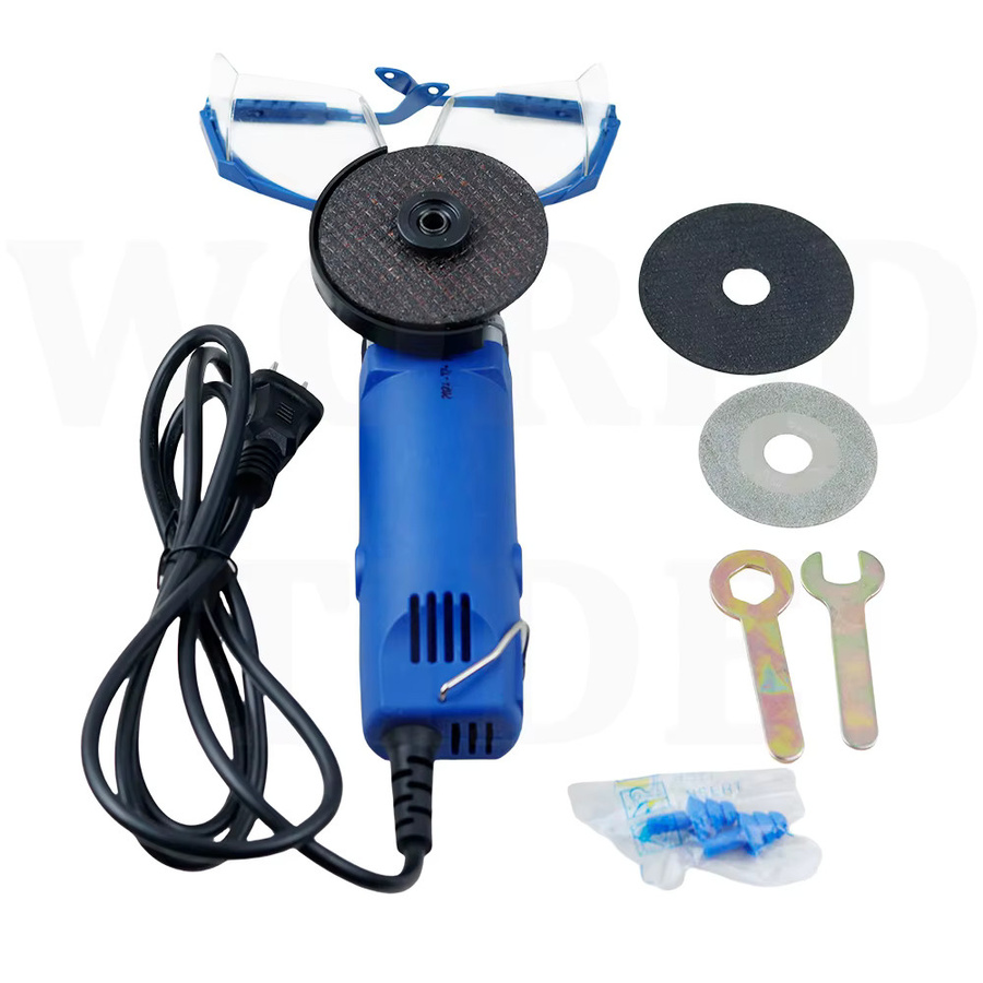 XMSJ Elektrischer Mini-Winkelschleifer mit 6 Geschwindigkeiten und variabler Drehzahl, 75 mm Poliermaschine und Schleifmaschine in Blau und Braun - Bild 2
