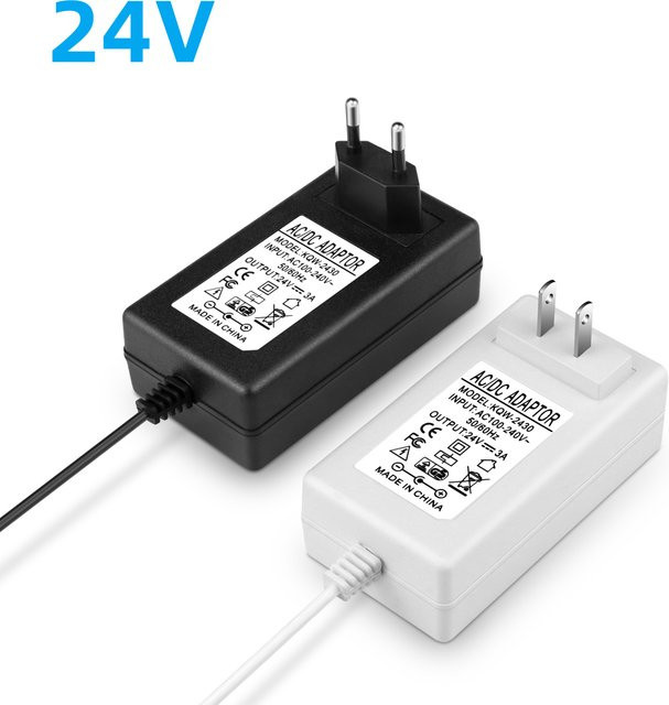 Guillermo LED-Netzteil 24 V, 2 A, weißer Schaltleistungstreiber für LED-Streifenbeleuchtung mit EU/US-Adapter - Bild 1