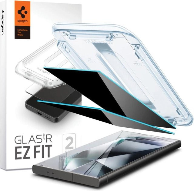 Spigen Glas.tr Ez Fit Privacy Panzerglas für Galaxy S24 Ultra, 2er-Pack, transparent - Bild 1