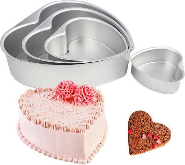 Antihaft Kuchenform in Herzform aus Aluminium, Silber - Bild 1