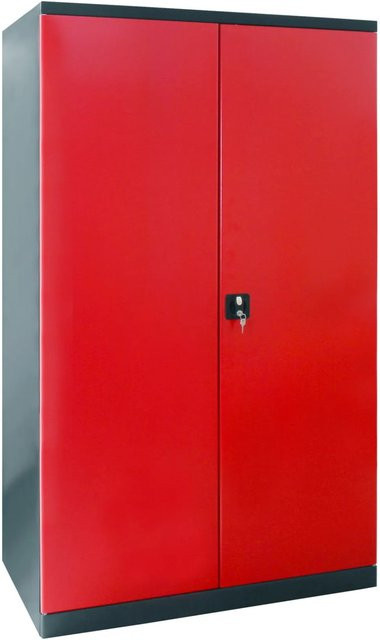 PROREGAL Stahlschrank Owl mit 4 Fachböden und Schloss, Farbe Anthrazitgrau Rot, H x B x T: 192 x 110 x 58 cm - Bild 1