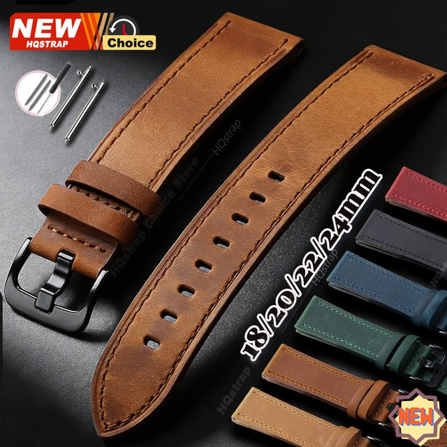 HQstrap Uhrenarmband Leder, Vintage, Schwarz, Unisex - Bild 1