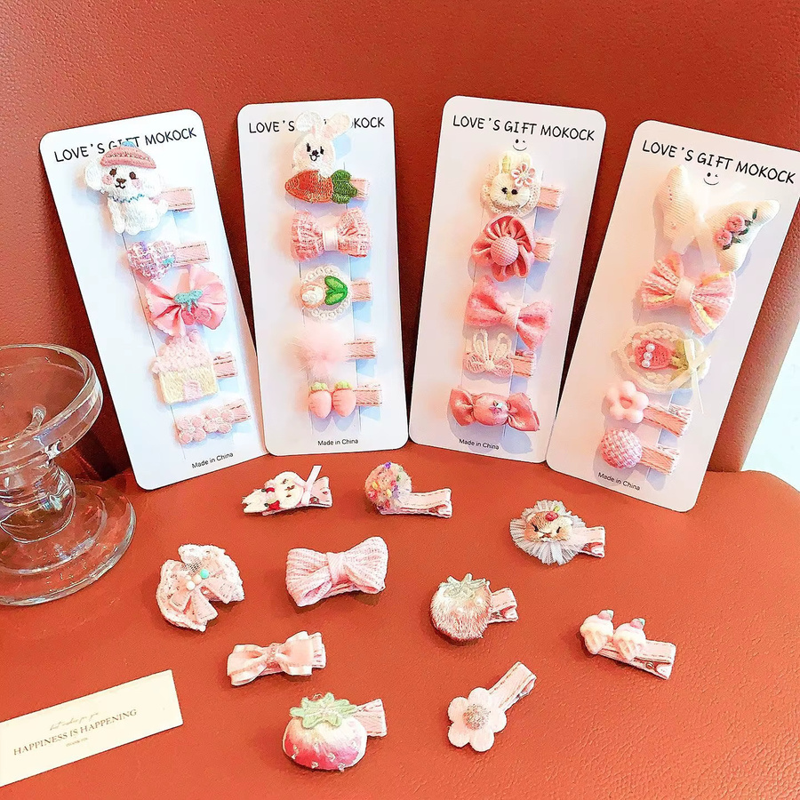 raindo Kinder-Haaraccessoires Set, Samt-Perlen-Haargummis, Herz-Schleifen-Haarnadeln - Bild 2