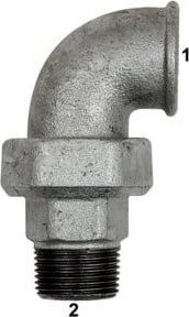 Riegler Verschraubung Bogen 97 IG/AG, Rp 1 1/2, R 1 1/2, Temperguss schwarz/grau - Bild 1