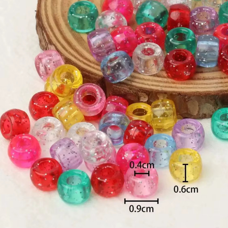 LNMBII Pony-Perlen, Acryl, bunt, transparent, Kinder, 6 x 9 mm - Bild 2