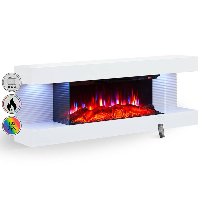 BALDERIA Elektrokamin Lumina Wandkamin mit 1800 W Heizung in Weiß aus Metall B/H/T: 112 x 41,8 x 21,6 cm - Bild 3