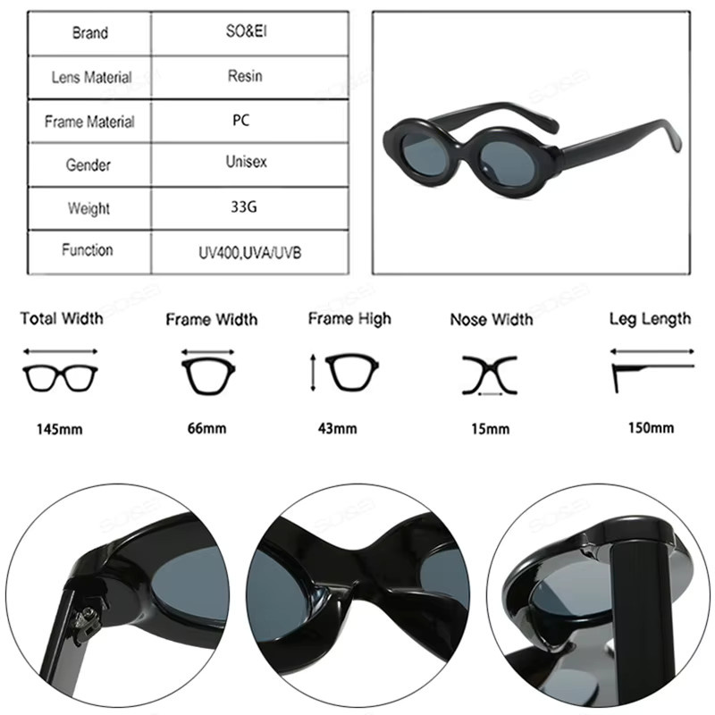 SO&EI Sonnenbrille, oval, Vollrand, Kunststoff, beige, Unisex - Bild 4