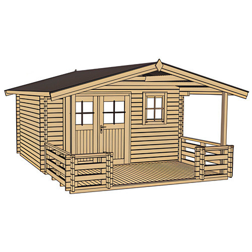 WEKA Gartenhaus 136 B Gr.2 in Beige mit Satteldach und Blockbohlenbauweise, B/H/T: 460 x 262 x 590 cm - Bild 3