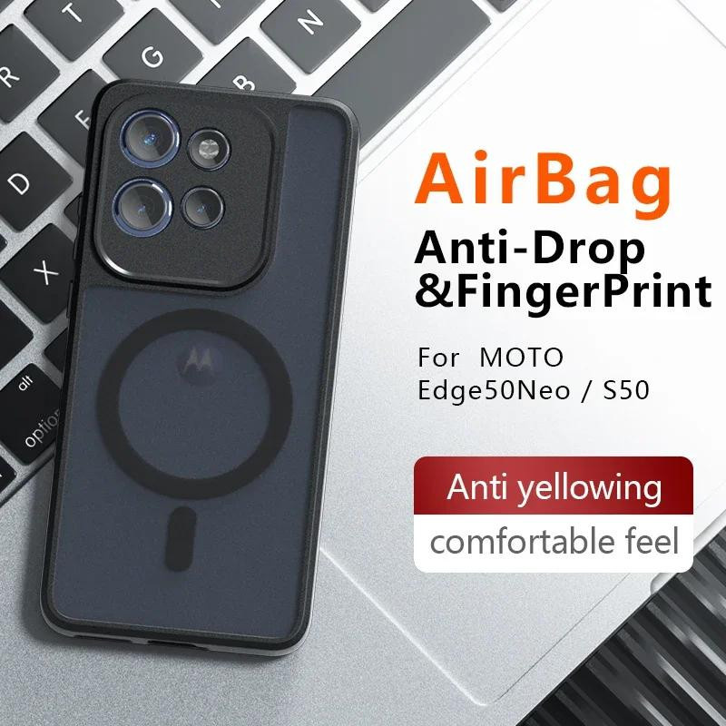 Stoßfeste magnetische Acryl-Matt-Hülle für Motorola Edge 50 NEO in Transparent Schwarz - Bild 4